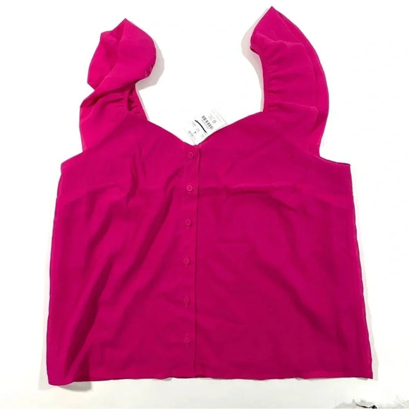 New J Crew Factory Button Tank Top Ruffle Sleeve - Picture 3 of 10